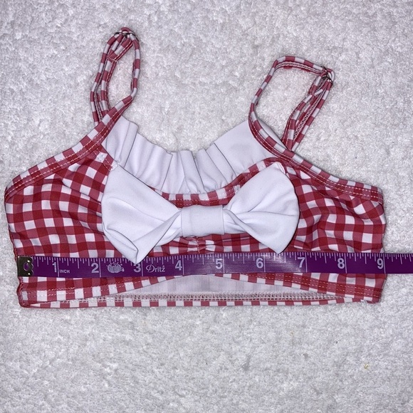5/$20 Red gingham check ruffle bow bikini girks 12/18m - Picture 4 of 7